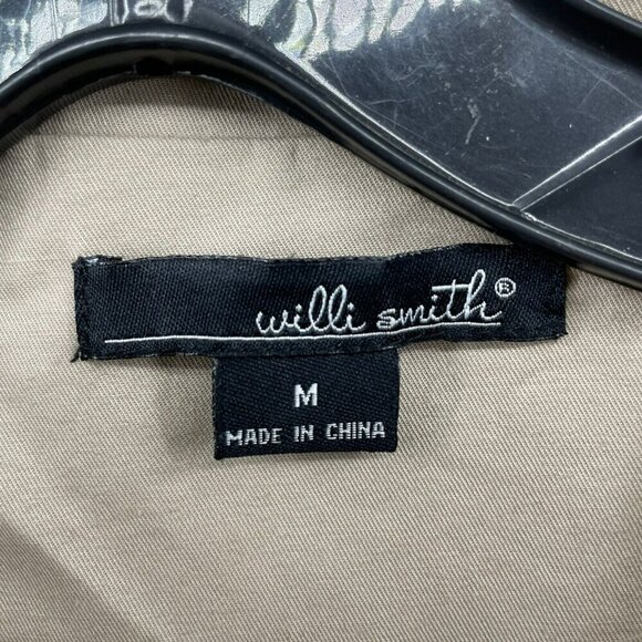 Willi Smith Trench Coat Women's Sz M Beige 4-Button Double-Breasted Stretch - Picture 9 of 10